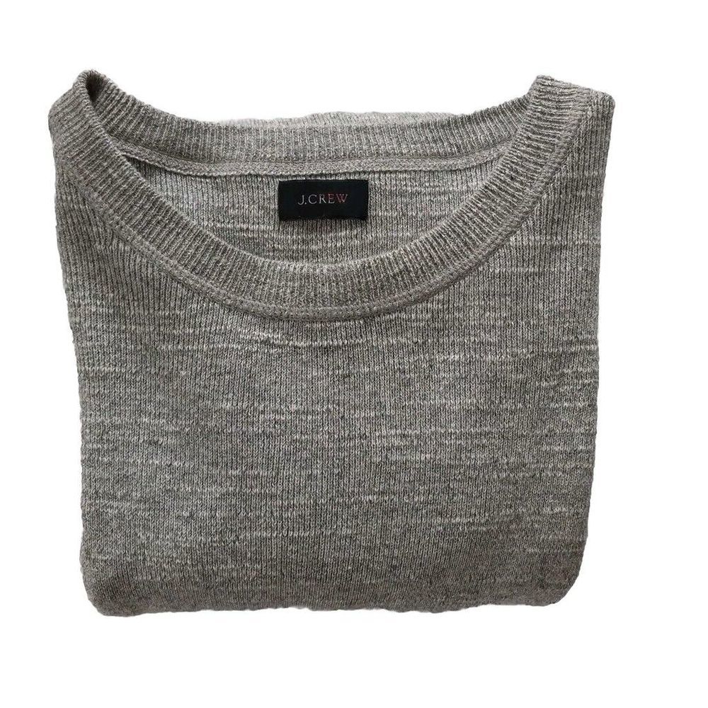 J.CREW Men's Large Pullover Stretch Long Sleeved Woven Sweater Knit Batik Gray